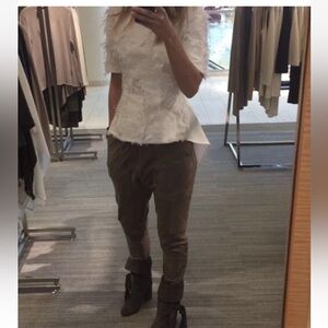 BCBGMaxAzria Scott Taupe Faux Suede Women's Trousers XS